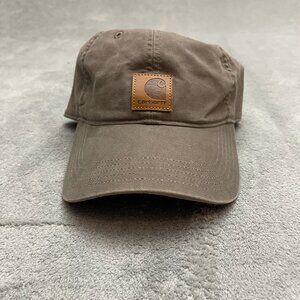Carhartt Unisex Baseball Cap OSFA Brown Curved Canvas Logo Leather Patch